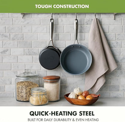 GreenPan Swift Healthy Ceramic Nonstick, 1QT and 2QT Saucepan Set, Stainless - Image 4