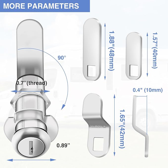 Extra-Long Cam Locks, 2-1/8 Inch, Keyed Alike, Zinc Alloy - Image 3