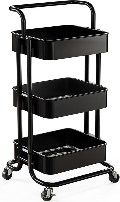 Pipishell 3 Tier Mesh Utility Cart, Rolling Metal Organization Cart by Pipishell