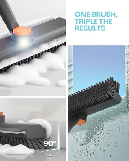 3-in-1 Floor Scrub Brush with Long Handle, Scrape and Heavy-Duty Stiff Bristle - Image 5