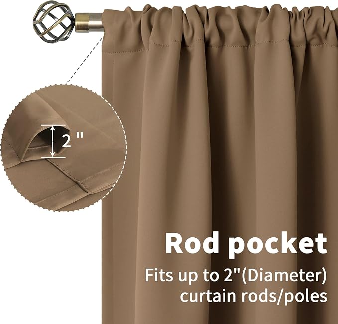 BGment Taupe Blackout Curtains 54 Inches Length - Image 4