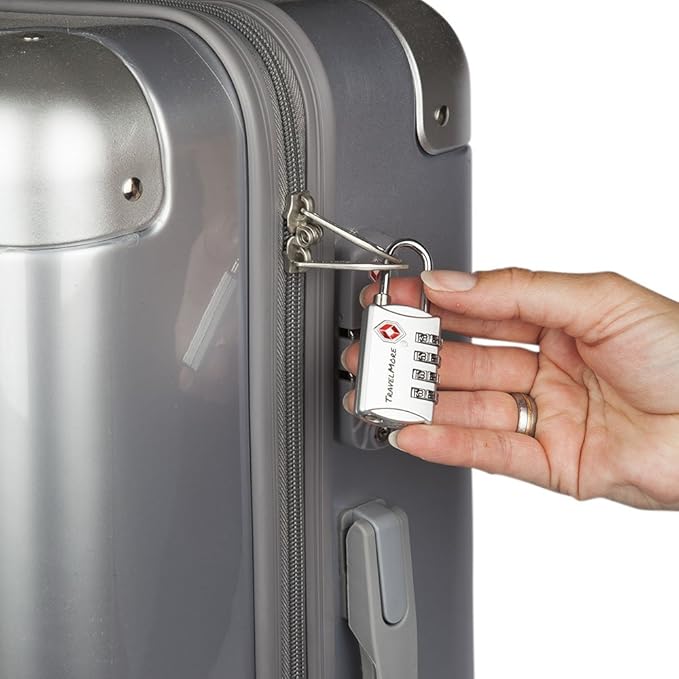 5 Pack TSA Luggage Locks with 4 Digit Combination – Heavy Duty Set Your Own Padlocks for Travel, Baggage, Suitcases & Backpacks - Silver