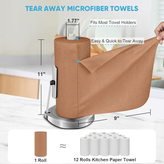 AIDEA Microfiber Cleaning Cloth Roll, 55 Sheets Shop Towels Washable, - Image 2