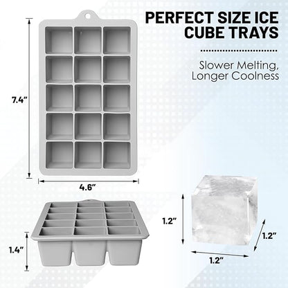 Silicone Ice Cube Trays 3Packs, Easy Release Ice Cube Molds - Image 2