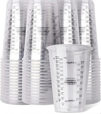 Clear Plastic Measuring Cups, 8oz Graduated Disposable and Reusable Mixing Cups by Mtgluk