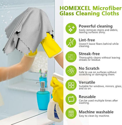 HOMEXCEL Grey Microfiber Glass Cleaning Cloths-6PK, Stainless Steel, Premium - Image 3