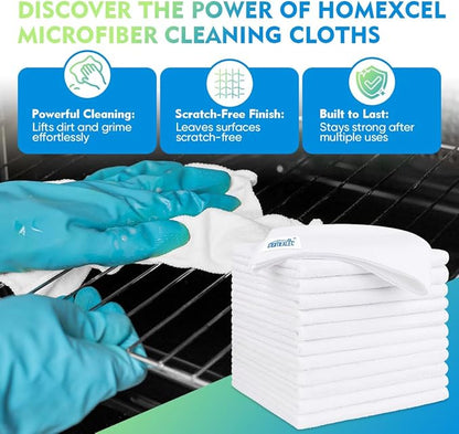 HOMEXCEL White Microfiber Cleaning Cloth 12 Pack, 12.5 x 12.5 inch Microfiber - Image 2