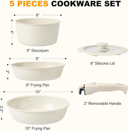 Pots and Pans Set Non Stick, Ceramic Cookware Set Nonstick Frying Pans 5 - Image 2