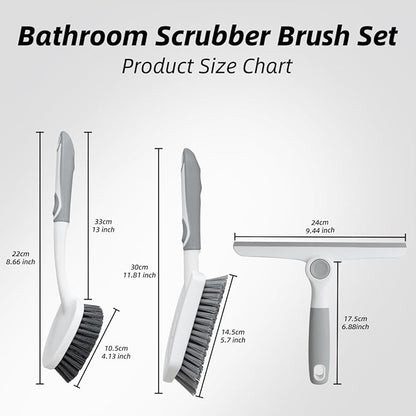 3 Pack Heavy-Duty Scrub Brush Set, Grout Brush, Shower Squeegee, Shower - Image 2
