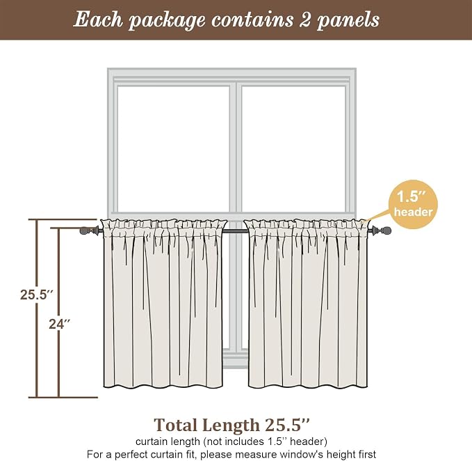 Chyhomenyc Sheer Turquoise Tier Curtains 24 Inch Length, Small Window Curtains - Image 4