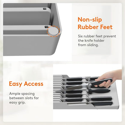 Lifewit Magnetic Drawer Knife Organizers Insert, Kitchen Plastic In Drawer - Image 6