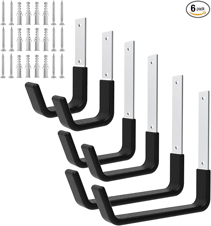 Heavy Duty Utility Hooks for Garage Storage Utility Hooks Wall Mount,Garage Hooks Heavy Duty,Garage Wall Hooks,Hose Holder,Bike Hooks,Ladder Hooks,Leaf Blower Hanger (2S & 2M & 2L)