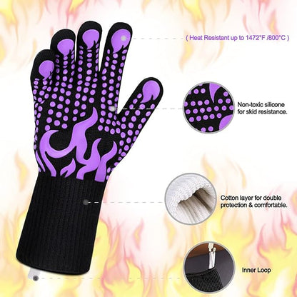 Comsmart BBQ Gloves, 1472 Degree F Heat Resistant Grilling Gloves Silicone - Image 4