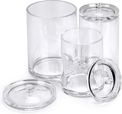 Hipiwe Clear Acrylic Cotton Swab Holder Preminm Quality Round Container Cotton - Image 5