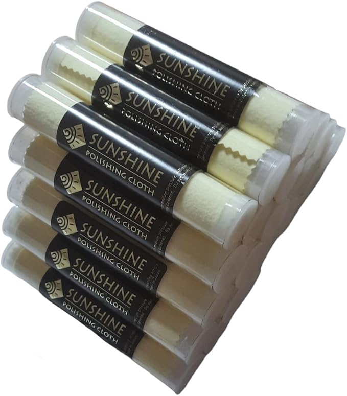 Sunshine 25 Polishing Cloths Jewelry Cleaner Tube Silver Brass Gold Copper
