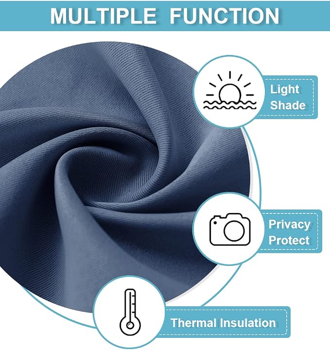 RYB HOME Small Curtains for Bathroom Windows, W 34 x L 36 inches, Stone Blue - Image 7