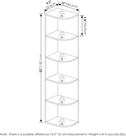 Furinno PASIR Book Shelf, 5-Tier Corner Bookshelf - Image 3