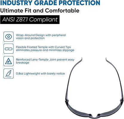 amoolo Tinted Safety Glasses Bulk of 48, Protective Safety Sunglasses, Dark - Image 5