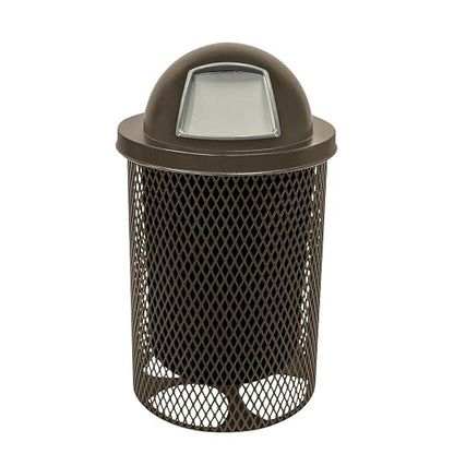 COATEDOUTDOORFURNITURE RDT-TXTBRW Heavy Duty 32 Gallon Round Trash Receptacle by CoatedOutdoorFurniture
