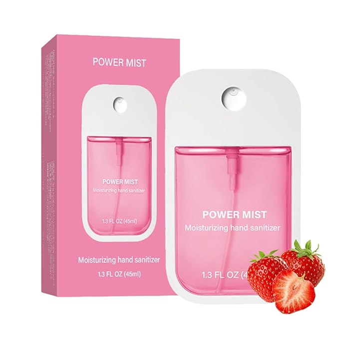 Power Mist Hydrating Hand Sanitizer Spray, Portable Travel-Size Hand Sanitizer Spray, 500-Sprays Each，Suitable for Both Adults and Children (Strawberry)