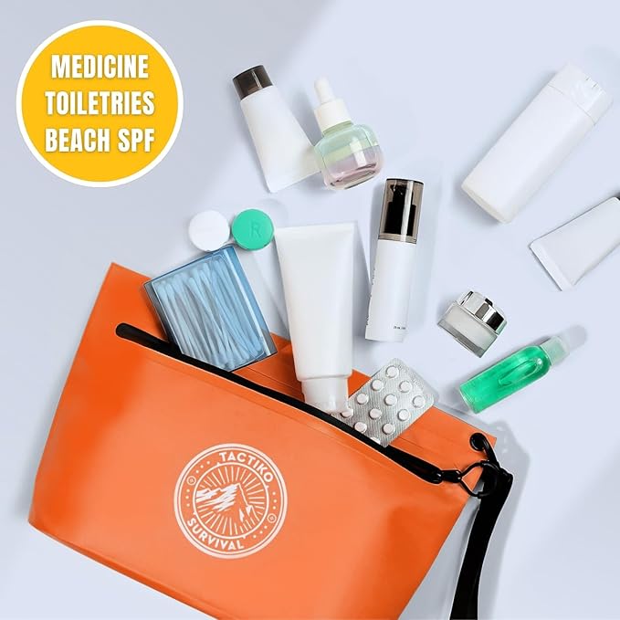 Tactiko Heavy-Duty Splash Water Resistant Zipper Pouches - 3L Hold-All Organizers for Dry Bags, Travel Bags (Orange)