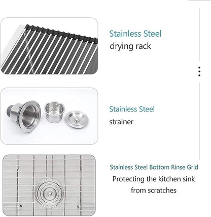 36 Farmhouse Sink Stainless Steel - Lordear 36 inch Kitchen Sink Double Bowl 50/50 Stainless Steel 16 Gauge Apron