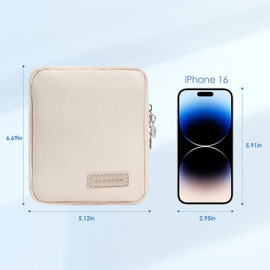 LENTION Cable Organizer Bag, Electronics Accessories Organizer, Waterproof Cable Bag for Power Bank, Chargers, USB Cables, SD Cards, Earphones (apricot)