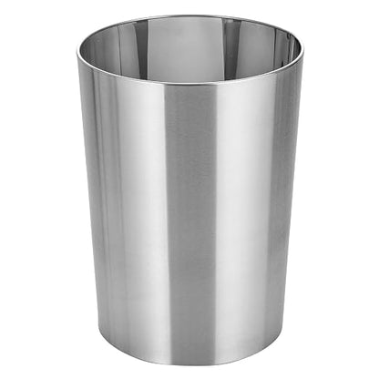mDesign Stainless Steel Round Metal Trash Can, Small 4 Gallon Wastebasket - Image 5
