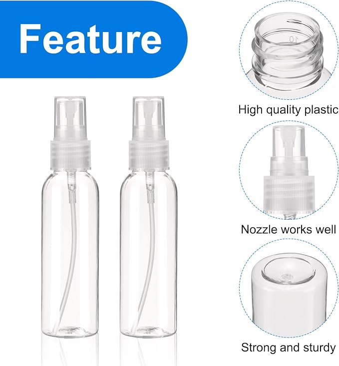 uxcell 10Pack Spray Bottles, 2Oz/60ML Reusable Clear Empty Mist Plastic Mini - Image 3