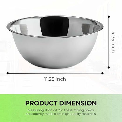 OCS Parts 5 Quart Mixing Bowls | Set of 2 | 11.25-Inch Stainless Steel - Image 2