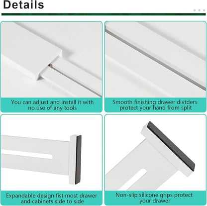 4 Pack Bamboo Drawer Dividers, Adjustable Length from 12 Inch to 17 Inch - Image 4