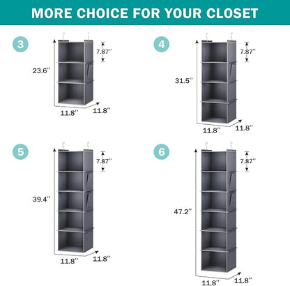 YOUDENOVA Hanging Closet Organizer, 4-Shelf Closet Hanging Storage Shelves - Image 4