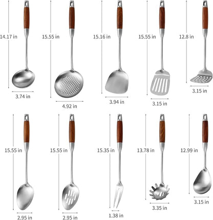 Izurok 18/10 Stainless Steel Kitchen Utensils Set, 10 Piece Cooking Utensils - Image 2