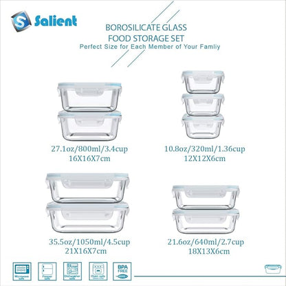 S SALIENT 18 Piece Glass Food Storage Containers - Image 2