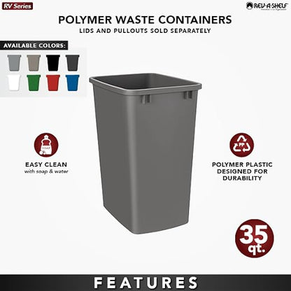 Rev-A-Shelf 35 qt. Silver Polymer Replacement Waste Container Pullouts - Image 7