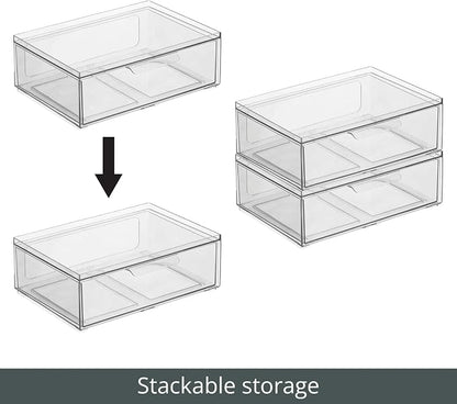 mDesign Plastic Wide Stackable Kitchen Storage Organizer Bin Containers - Image 5