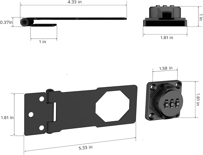 3-Digit Combination Lock, Black, Keyless, Zinc Alloy, Cabinet Door Latch, Easy DIY Installation, Wide Range of Uses