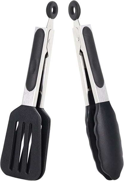Mini Silicone Tongs Set of 2, Small Serving Tongs by Pharamat