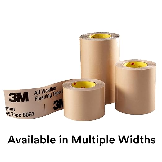 3M All Weather Flashing Tape 8067, 12 in x 75 ft, 1 Roll, Adhesive Backed Split Liner, Prevents Moisture Intrusion, Waterproof Flashing Seals Doors, Windows, Openings in Wood Frame Construction