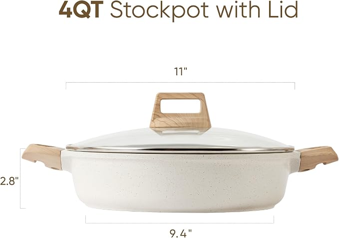 CAROTE Nonstick Stock Pot with Lid Soup Pot, 4 Quart with Lid, Casserole Super - Image 2
