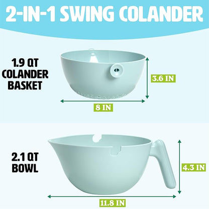 Tasty 2-in-1 Swing Bowl Colander, Built-In Strainer Basket - Image 5