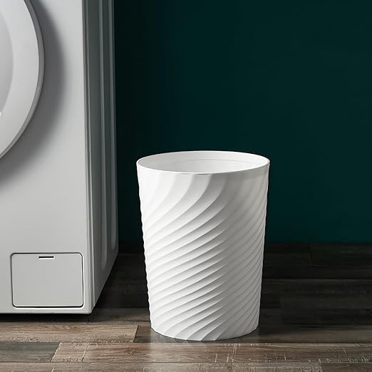 Small Bathroom Trash Can 1.8 Gallon Wastebasket Recycling Bin for Bedroom Office Kitchen (Black White, 2 Pack)