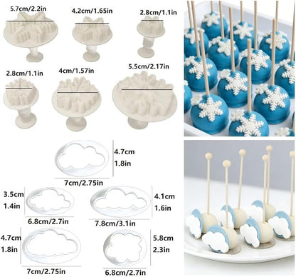 Flower Cookie Cutters, Cake Tools 44 Pcs Snowflake Cookie Cutter Cloud Fondant - Image 3