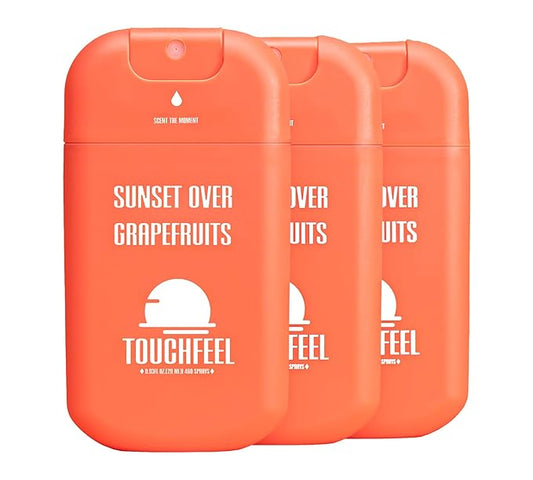 Power Mist Hand Sanitizer Spray, Scented Hydrating Hand Sanitizers Travel Size Refillable, Pocket Portable 3-Pack (Sunset over Grapefruits) 0.93Fl Oz 460-Sprays Each