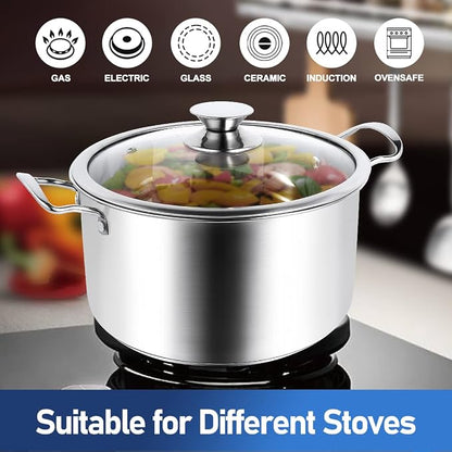 Aufranc 10-Piece Pots and Pans Set, Stainless Steel Cookware Set- Includes - Image 4