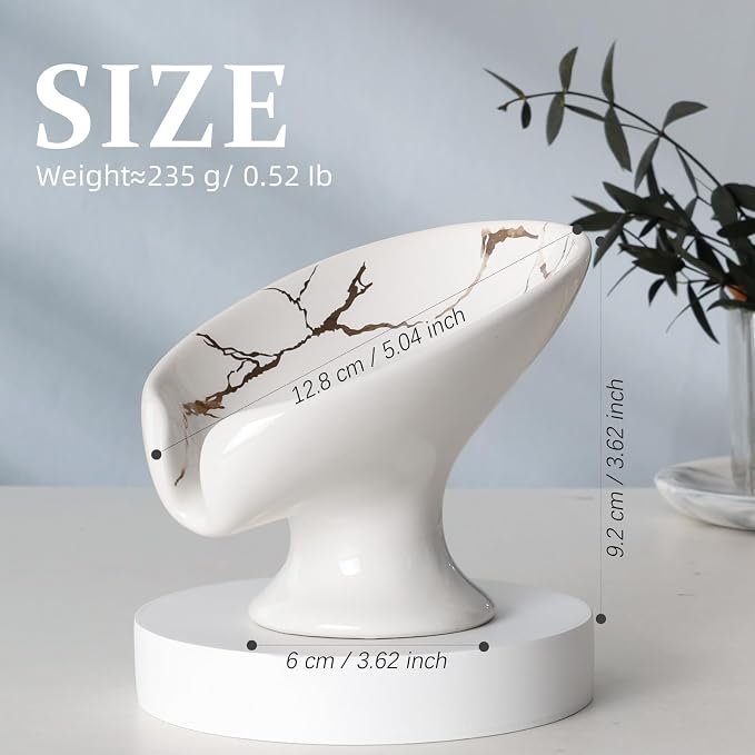 Soap Dish, Soap Holder Self Draining Leaf Shape Soap Dishes, Ceramic Drain Soap - Image 5