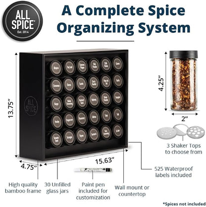 AllSpice Spice Rack Organizer, 525 Unique Labels, Countertop or Wall Mount - Image 3