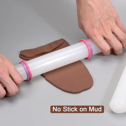 HARFINGTON Fondant Rolling Pin 13 Inch x 1.38 Inch Adjustable Guide Rings - Image 5