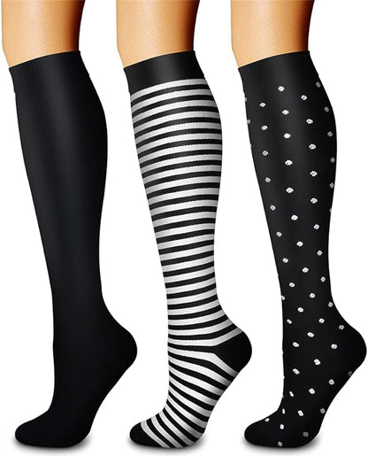 CHARMKING Compression Socks for Women & Men Circulation (3 Pairs) 15-20 mmHg is Best Support for Athletic Running Cycling