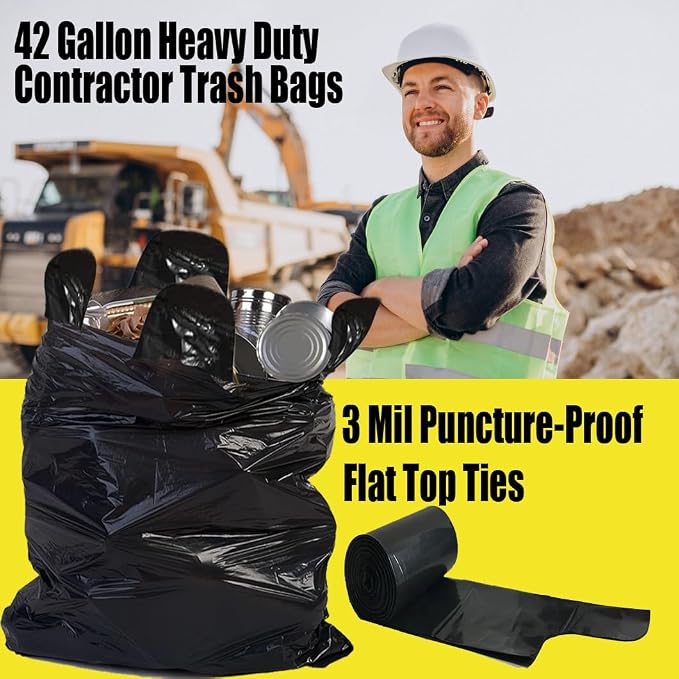 Contractor Heavy Duty Trash Bags 42 Gallon | 52 Count | 3 MIL | 32.8" X 46" | - Image 4
